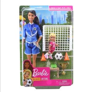 Barbie Soccer Coach Playset with 2 Dolls And Accs
